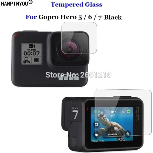 For Gopro Hero 5 6 7 Black / 8 Black / 7 White Silver 9H 2.5D Camera Lens / LCD Screen Premium Tempered Glass Protector Film