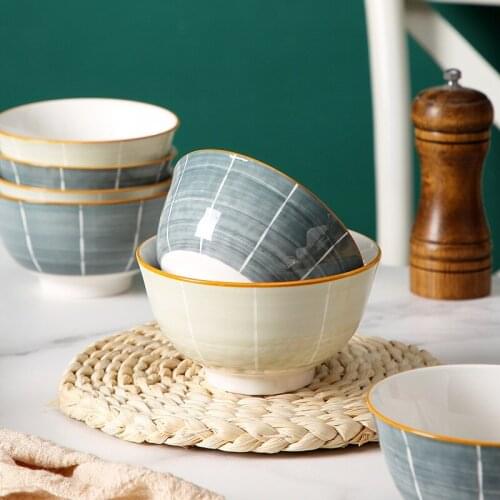 Love ink 4.5 Inch Ceramic Bowl simple Nordic style underglaze color ceramic tableware small soup bowl rice bowl