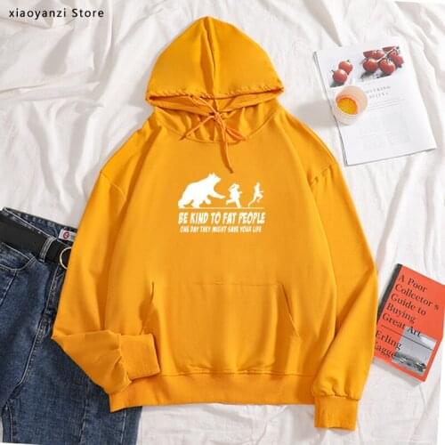 Women men BE KIND TO FAT PEOPLE Funny Print hoodies Mens sports pullovers Casual Streetwear joggers sweatshirts