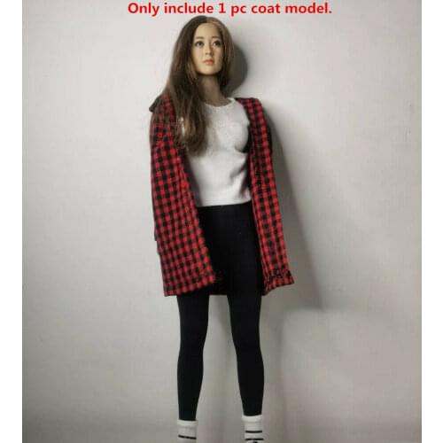 1/6 Scale Female Soldier Clothing Red Grid Coat Model for 12" Action Doll