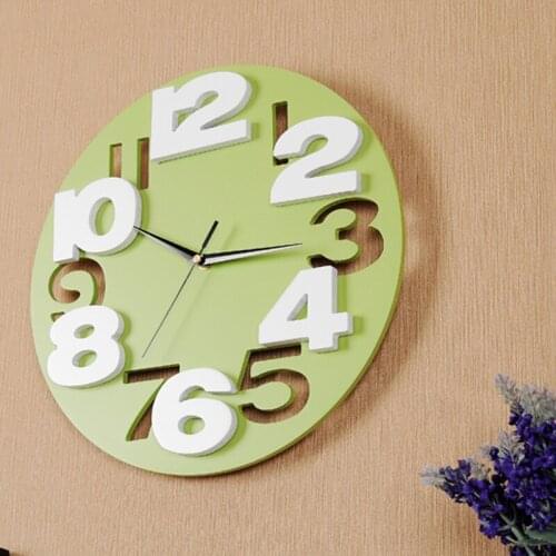 12inch Quartz Clock Creative Colorful Wall Clock with 3D Hollow Numbers, Large White Dial