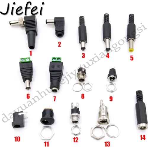 2Pcs CCTV Cameras 2.1 x 5.5 5.5*2.1mm 2.5 x 5.5 5.5*2.5mm Male Female DC Power Plug 5521 5525 Socket Chassis Panel PCB Mount