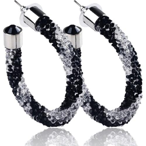 2021 Fashion Jewelry Vintage Geometric Round Crystal Rhinestone Earring Charm Jewelry Bride Wedding Earrings for Women