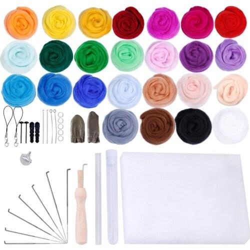25 Colors Fluffy Soft Woolen Fiber Dyed Wool Tops Roving For DIY Needle Felting Spinning Sewing Supplies