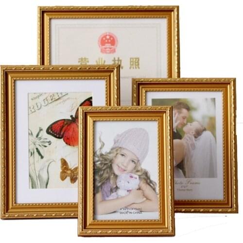Antique Gold Photo Frame for Picture Wood Photo Painting Frame Wedding Album DIY Decoration Wedding Celebration Layout Props