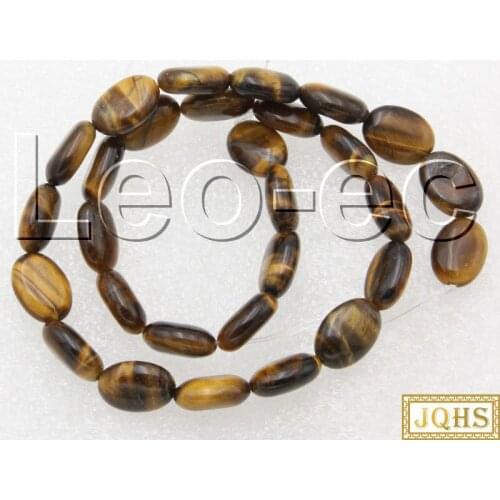 Natural 10X13mm oval coin yellow Tiger Eye Stone Stone Loose Beads for Jewelry Making Strand 15" DIY v1664