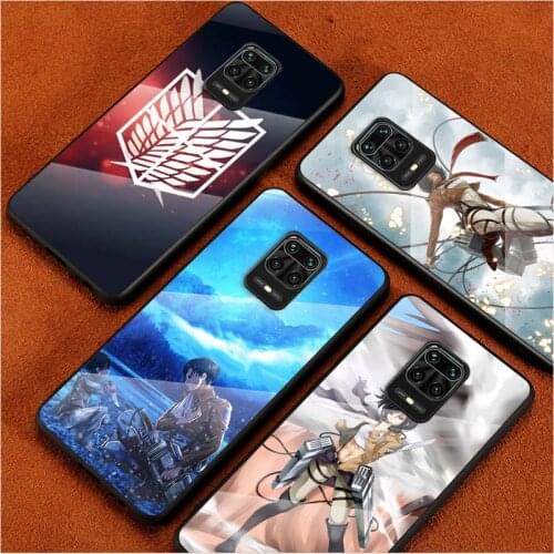 Tempered Glass Cover Attack on Giant Logo For Xiaomi Redmi Note 10 10S 9T 9S 9 8T 8 7 Pro Max Shockproof Phone Case