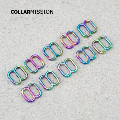 DIY dog collar For 10mm adjustable buckle loop Adjust Clasp Webbing Slider Buckle metal slider Rainbow BZK10CH