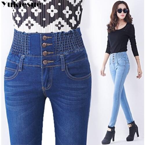 Mom Jeans Women With High Waist Womens Pants Winter Stretch Basic Skinny Jeans Woman 2018 Plus Size Denim Pants Femme Cotton