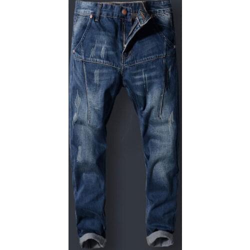 Jeans Men Autumn Mens Elastic Harlan Jeans Mens Loose Casual Pants Biking Jeans Black jeansMore Sizes 28-38 40