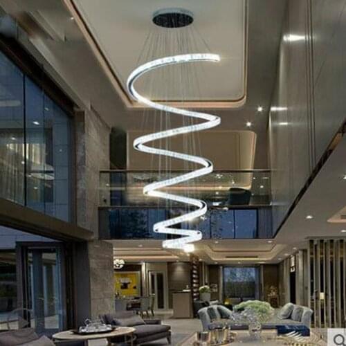 European crystal chandelier hotel villa living room modern minimalist luxury atmosphere Duplex ring hall strip lamps led fixture