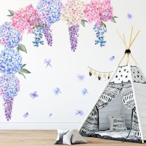 Purple lavender flower Wall Sticker Living room bedroom sofa background decoration Home Decor Combination self-adhesive Stickers