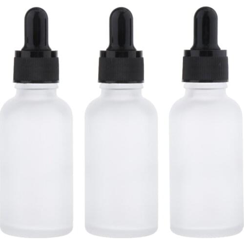 Pack Of 3pcs Eye Dropper Bottles 30ml/1oz, Empty White Frosted Glass Bottles Vials With Plastic Pipette, Leak-proof