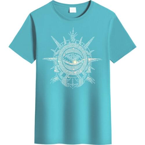 MYDBSH T023 Cotton T-shirt Fitness Bodybuilding Workout Tees Tops Summer Brand Clothing Print Rhinestone Men Short Sleeve Casual