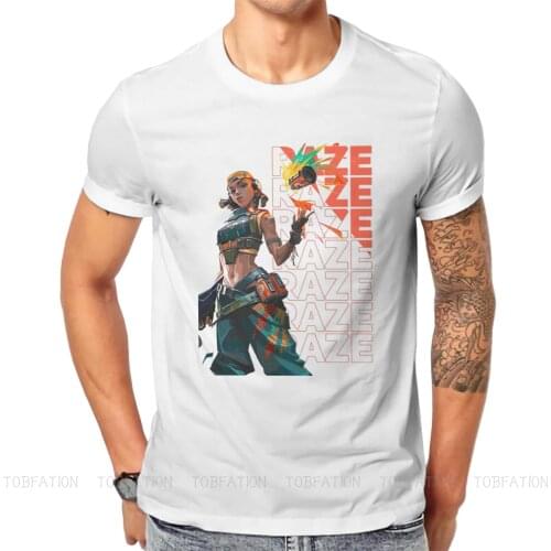 VALORANT Game Raze Tshirt Harajuku Grunge Mens Streetwear Tops Large Cotton Crewneck T Shirt