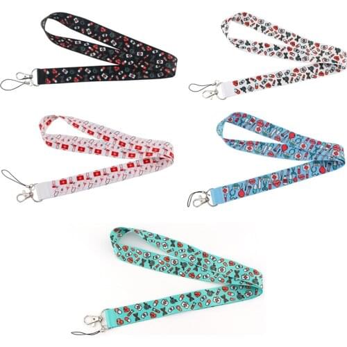 J2815 Cartoon Medicine Lanyard for Neck Strap Lanyard Card Badge Holder Keychain Key Holder Hang Rope Doctor Nurse Accessories