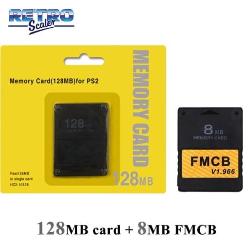RetroScaler 128MB Save Game Function Memory Crad for ALL PS2 +V1.966 FMCB Free McBoot Card 8MB/16MB/32MB/64MB for PS2 Console