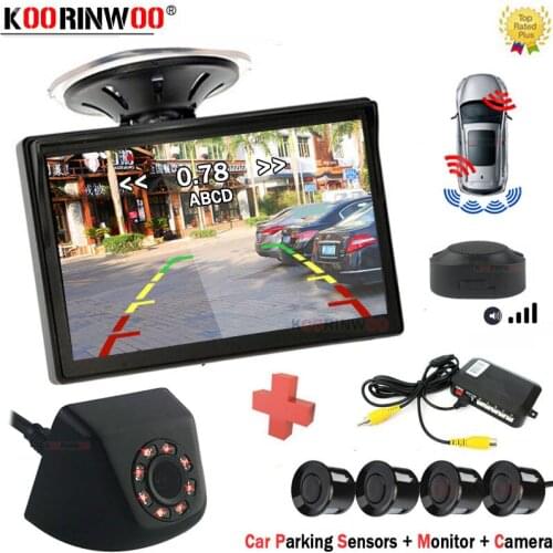 Koorinwoo Ultrasoni Monitor With camera Rear view Wireless Car Parking Sensors 4 Parktronic Alert Indicator Blind spot Detection