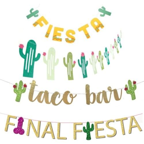 Summer Party FIESTA Cactus Flowers Banner Flamingo Balloon Pineapple Birthday Cake Topper Decoration Hawaii Supplies