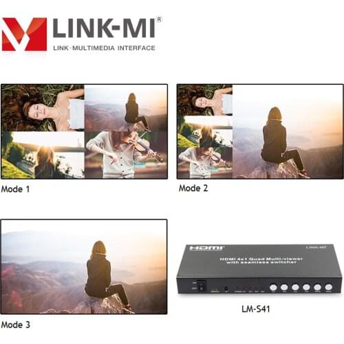 LINK-MI S41 HDMI 4x1 Quad Video Multi-Viewer With Seamless Switcher 4 in 1 out Video Multiplexer HD video Synthesizer