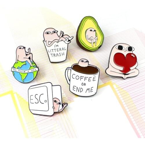 Cartoon Ketnipz Meme Korea Pink Personality Bag Accessories ESA Monster Coffee Or End Me Avocado Pin Brooches For Friends