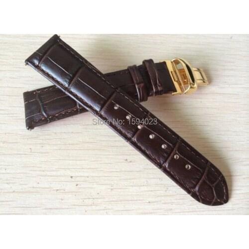 20mm (Buckle18mm) T063639 T063617 High Quality gold Plated Pin Buckle + T063610 Brown Genuine Leather Watch Bands Strap men