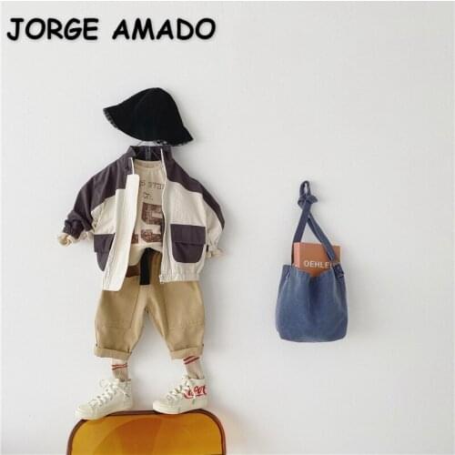 2021 New Spring Korean Style Kids Boys Girls Jacket Casual Style Patchwork Outwear Children Fashion Clothes E3997