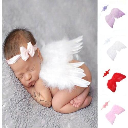 NEW 2020 Newborn Baby Girl Boy Angel Wings+Leaf Headband Photo Photography Props Decor