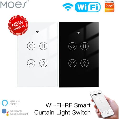 New Tuya Smart WiFi RF Glass Panel Curtain Light Touch Switch Smart Life App Remote Control Google Home Alexa Voice Control