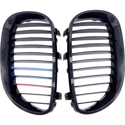 2pcs Grill Racing Grille for BMW 5 Series E60 E61 M5 520d 525 Car Front Bumper Grill Radiator Kidney Grille Car Exterior Parts