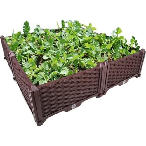 Garden Indoor Outdoor Double Row Deepened Plastic Planter Grow Box DIY Vegetables Flowers Succulents Brown HP00-12/13