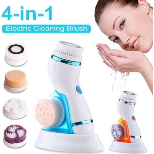 Facial Cleansing Brush 4-in-1 Brush Deep Pore Cleansing Removing Blackheads Skin Brush with 2 Modes for All Skin Types