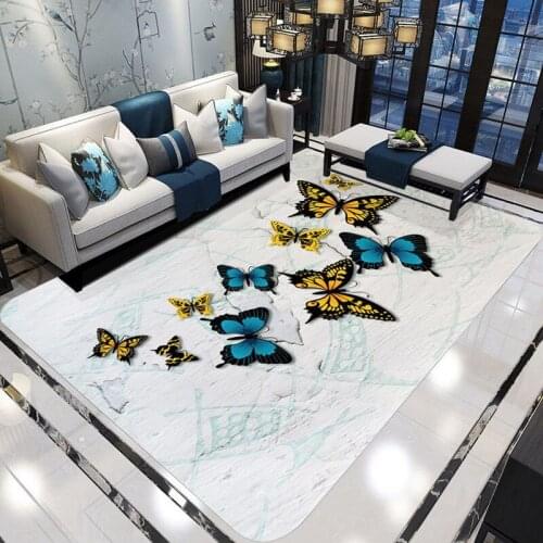 Modern 3D Dream Butterfly Printed Carpets for Living Room Home decor Soft Rugs Bedroom Area Rug and Carpet tapetes tapis salon