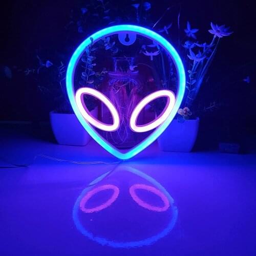 LED Alien Neon Light Sign Wall Hanging USB Battery Operated Night Lamp for Bedroom Party Decoration Xmas Gift Neon Lamp