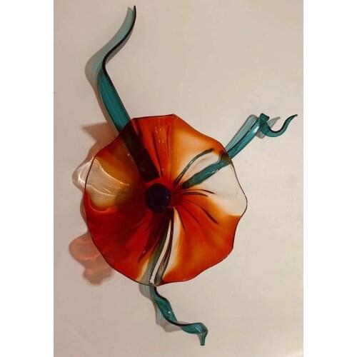 Turkish Murano Flower Shaped Glass Plates Colorful Murano Art Glass Wall Lights with LED Bulbs