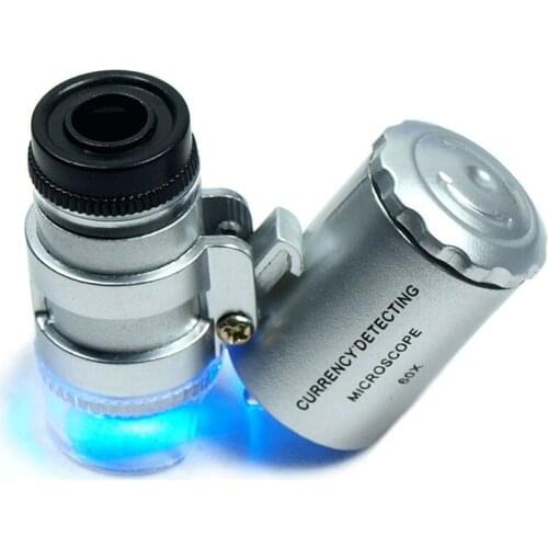 Mini 60X Magnifying Loupe Jewelry Jewelers Pocket Magnifier Loop Eye Coins Led Light High Quality