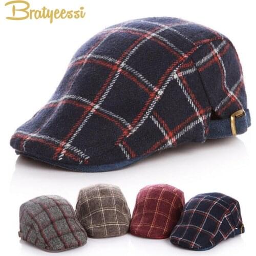 Vintage Wool Kids Hats Caps for Boys Plaid Winter Baby Boy Hat Autumn Beret Cap for Children Baby Hat Infant Accessories 1-10Y