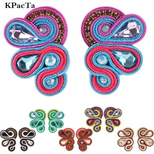 KPACTA Vintage Soutache Earring For Women 2020 Fashion Ethnic Style Handmade Weaving Water Rhinestone Drop Earrings Accessories