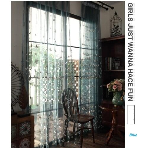 Embroidery Butterfly Window Drapes Tulle Fabric for Living Room Korean Fresh Curtains for Bedroom Balcony Home Decor