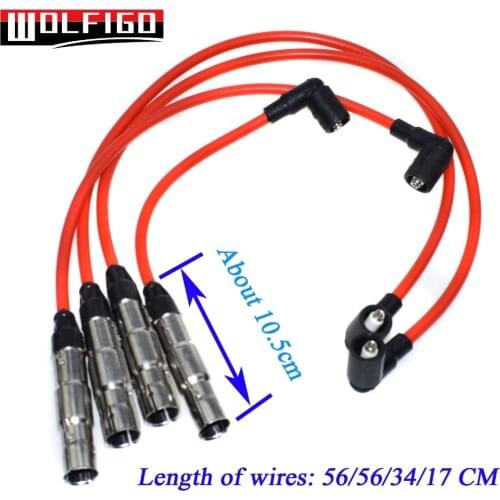WOLFIGO New Ignition Spark Plug Wire Set STD For VW Golf Jetta 2.0L L4 57041, 27588,QW1493 35-4413