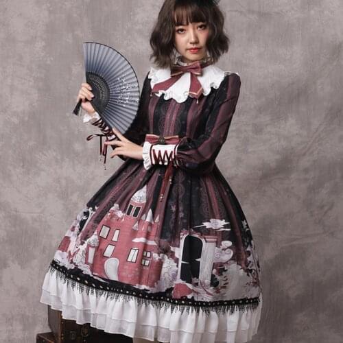 Xxs xl 2xl plus size 2020 new lolita Sweet Vintage Dress Long Sleeve Printed ball gown Party Dress