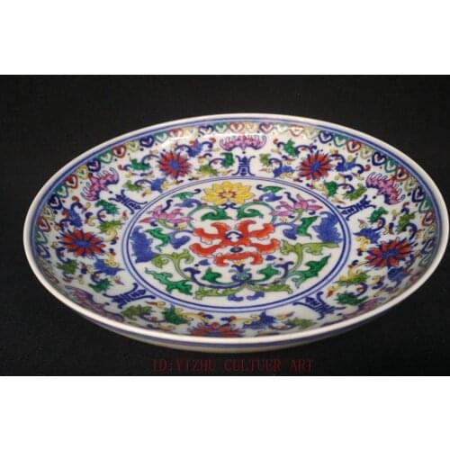 YIZHU CULTUER ART Collection Old Chinese Porcelain Painting Propitious Flower Bat Plate Bowls Cup