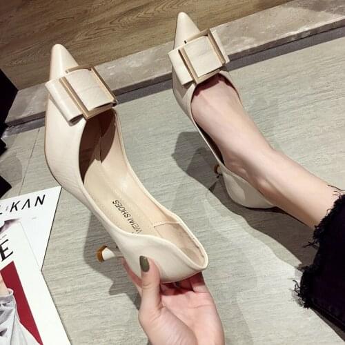Womens shoes high heel stiletto 2019 new autumn pointed shallow mouth buckle evening dinner shoes