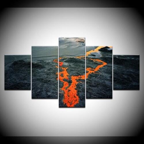 Golden river in the mountains 5 Piece HD Wallpapers Art Canvas Print modern Poster Modular art painting Living Room Home Decor