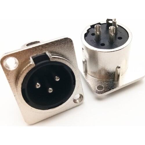 1Pair/2Pcs high quality 3Pin XLR Connector hole panel mount chassis socket, Male / Female jack plug Square Shape Metal Housing