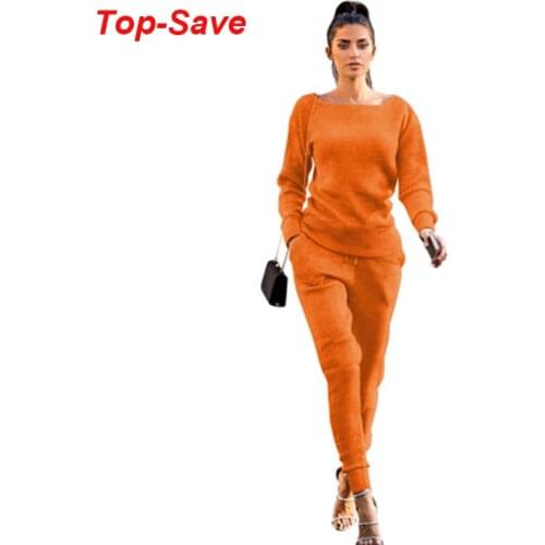 2020 Autumn Winter Sexy 2 Piece Set Womens Hoodies And Pencil Pants Casual Christmas Knitted Clothing Cashmere Suit Female Sets
