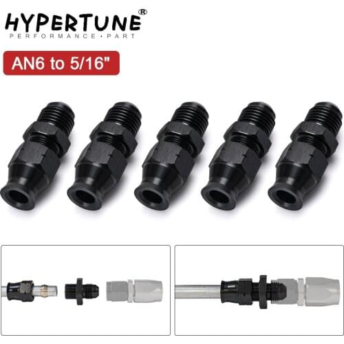 5 Pieces Straight 6AN Male Flare to 5/16" (OD 8mm) Tube Hose Fitting Adapter Fuel Hard Line Pipe Aluminum Black Anodized