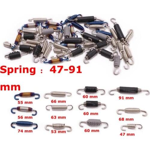 6PCS Universal Motorcycle Exhaust Spring Hooks Stainless Steel Exhaust Front Middle Link Pipe Rotatable Metal Springs Kit Set