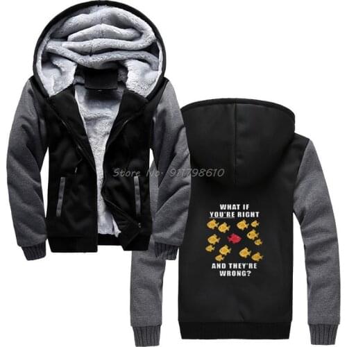 What If You're Right And They're Wrong Hoodie, Fargo Fish Poster Men Hooded Winter thickening Keep warm Sweatshirt Streetwear