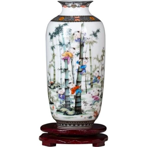 Jingdezhen Ceramics New Chinese Style Three Piece Vase Decoration Home Living Room Porch Crafts